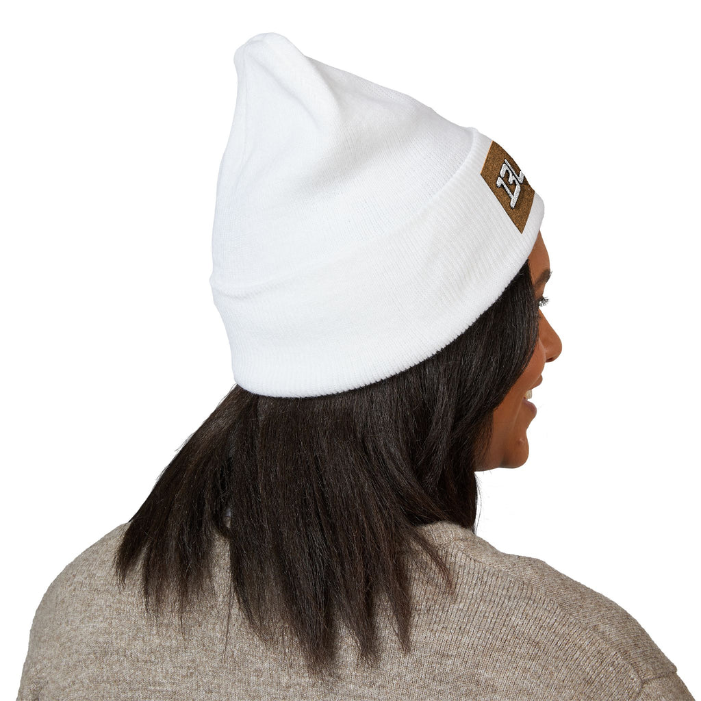 Embroidered "BLURUM" gold logo Classic Cuffed Beanie — Cozy Knit Winter Hat