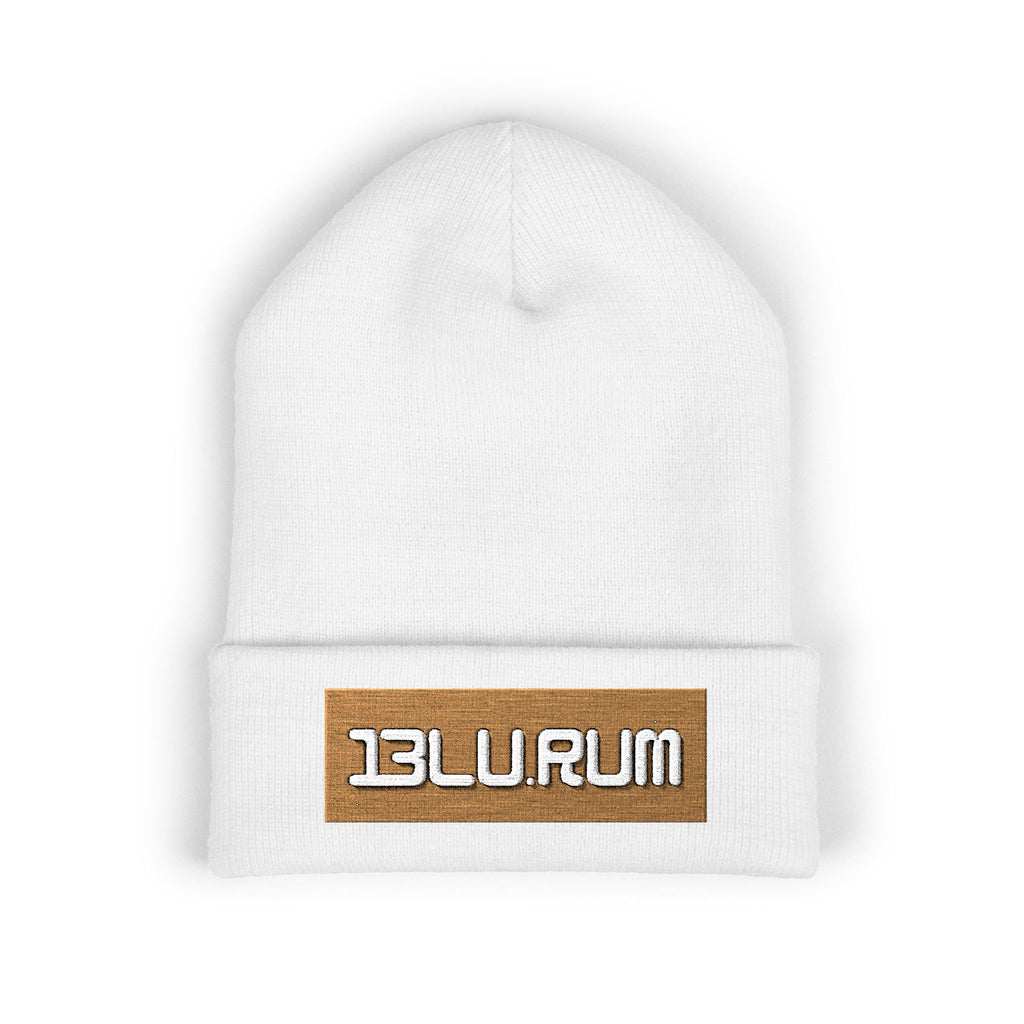 Embroidered "BLURUM" gold logo Classic Cuffed Beanie — Cozy Knit Winter Hat