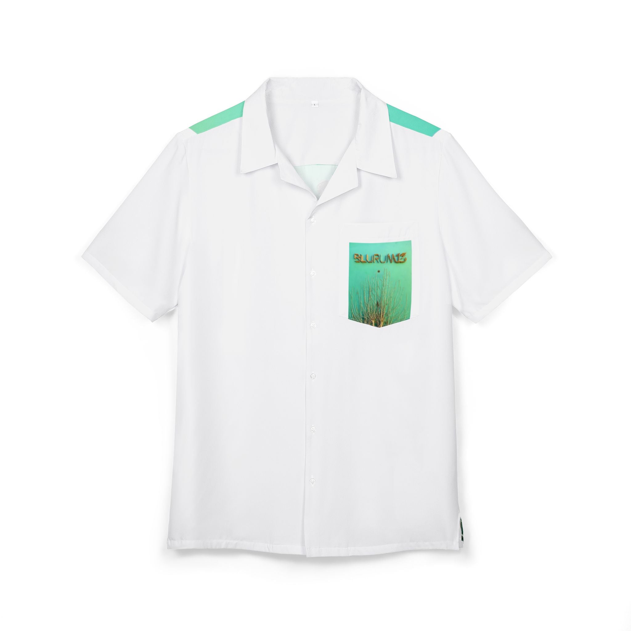 BLURUM13 Vexsens Logo Hawaiian Shirt — Teal Palm Pocket & 'BLURUM13' Back Print